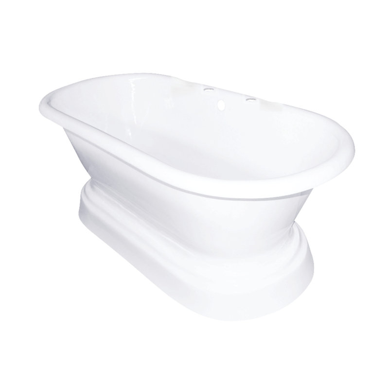 Kingston Brass Aqua Eden 66-Inch Cast Iron Oval Double Ended Pedestal Tub (7-Inch Faucet Drillings)