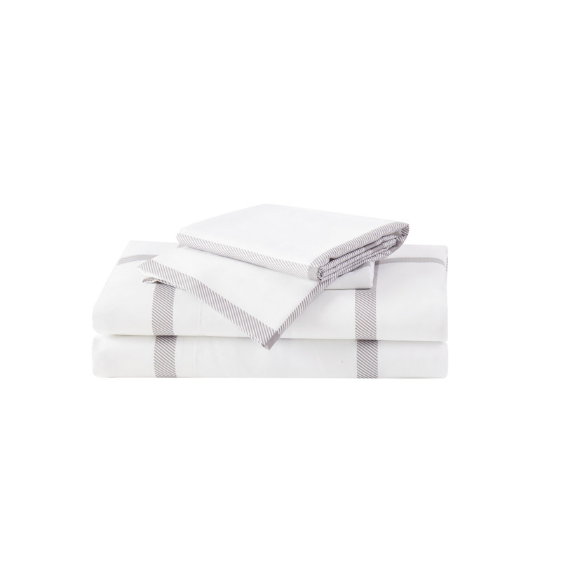 Ensemble de draps en microfibre écossais, Simple TG, Blanc / gris anthracite