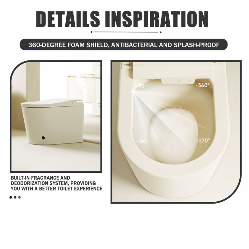 Toilette intelligente 10 po, capteur activé, siège chauffant, bouclier en mousse, lavage de bidet, filtration d'eau et stérilisation