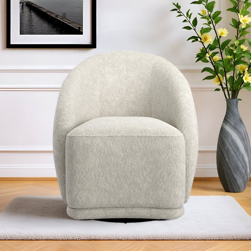 Fauteuil d'appoint pivotant en velours Brunna, Crème, crème