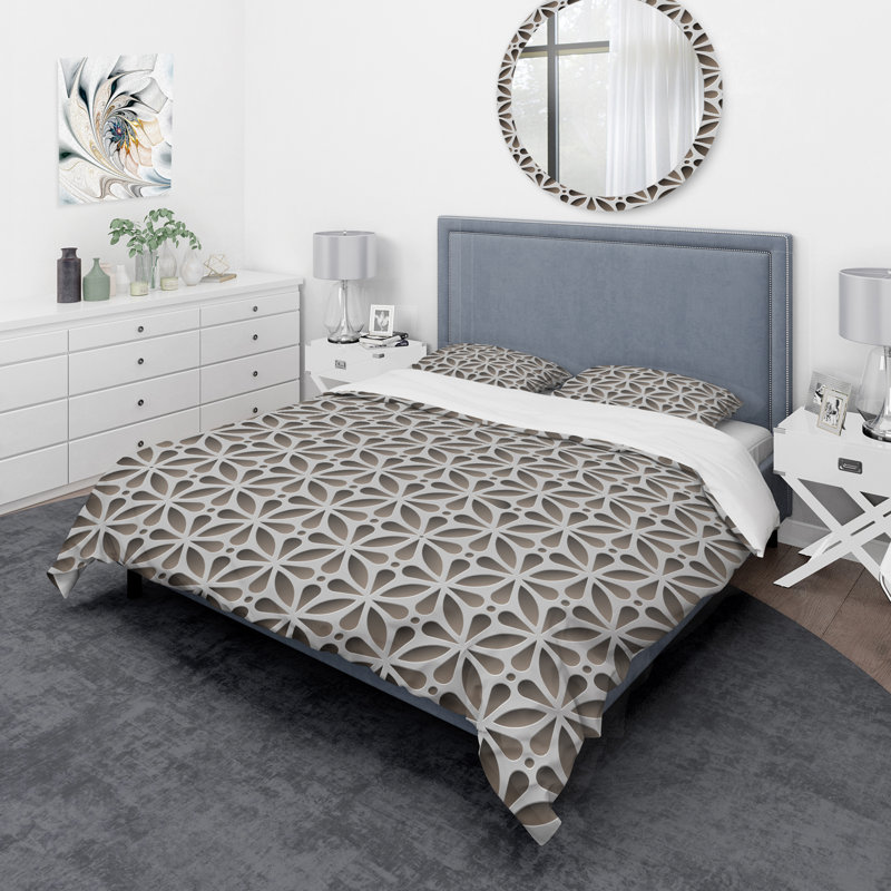Ensemble de housse de couette traditionnelle en microfibre grise / argentée