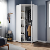 186*80*80cm Style Paneled Wardrobe, White