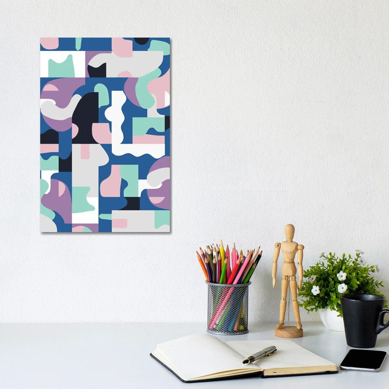 Organic Matisse Blocks Blue Pink - Wrapped Canvas Graphic Art - Wrapped Canvas Print, 30.48cm H x 20.32cm W x 1.91cm D