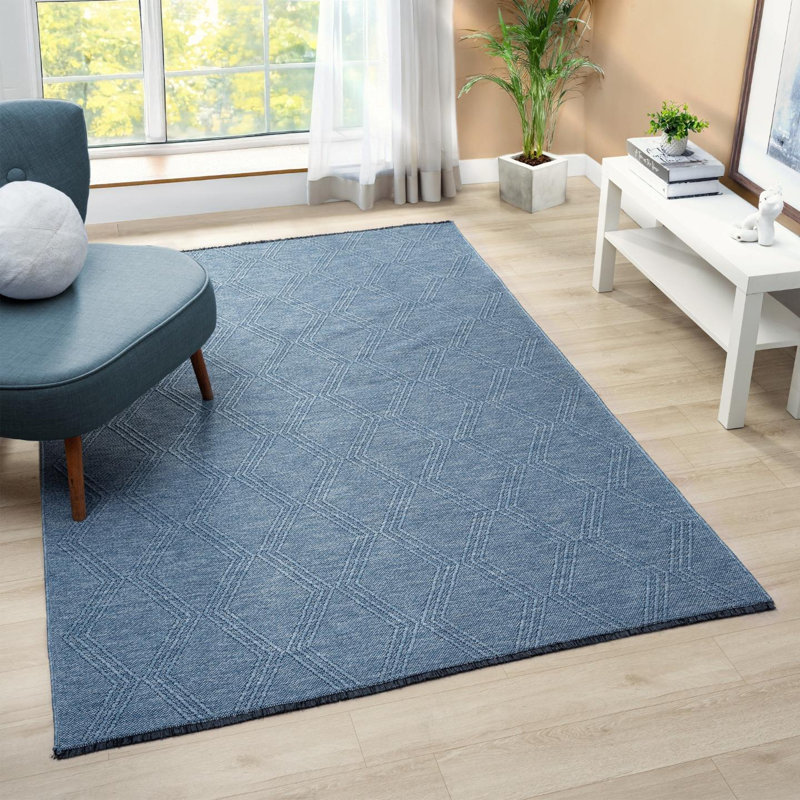 Modern Farmhouse Diamond Pattern Non-Slip Washable Rug, Rectangle 9' x 12'