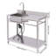 Évier utilitaire en acier inoxydable de table de préparation autoportante avec robinet à simple cuve pour restaurant, bar et cuisine