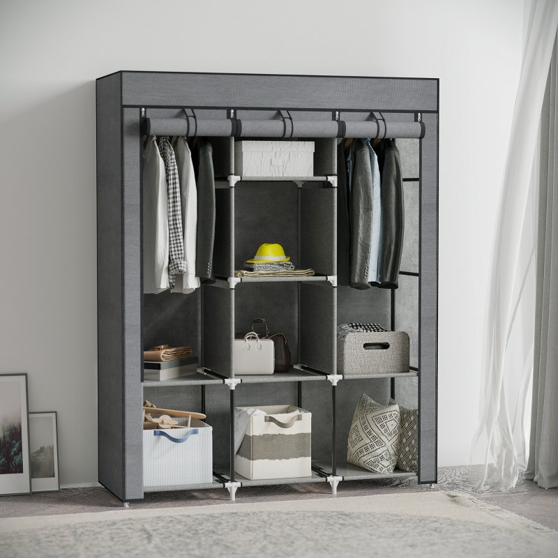 125cm Adjustable Portable Wardrobe, Grey