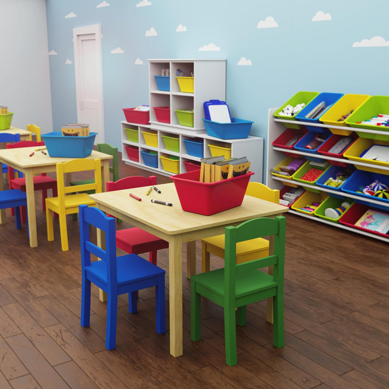 Ensemble de table et 4 chaises en bois pour enfants, naturel / primaire