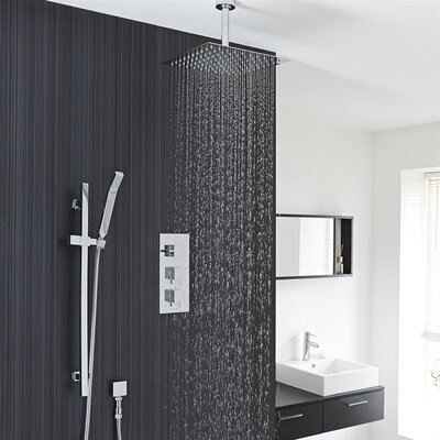 Liverpool Thermostatic Rainfall System Volume Control Complete Shower System with Rough-in Valve -  FontanaShowers, RAIN-SHOWER-SYSTEM-FAUCET-SET-S-8