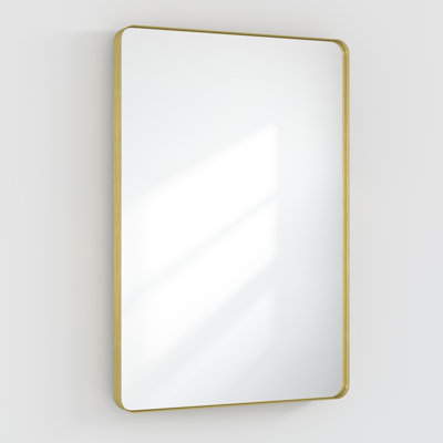 Lesamuel Filleted Corner Wall Mounted Bathroom and Vanity Mirror With Aluminum Frame