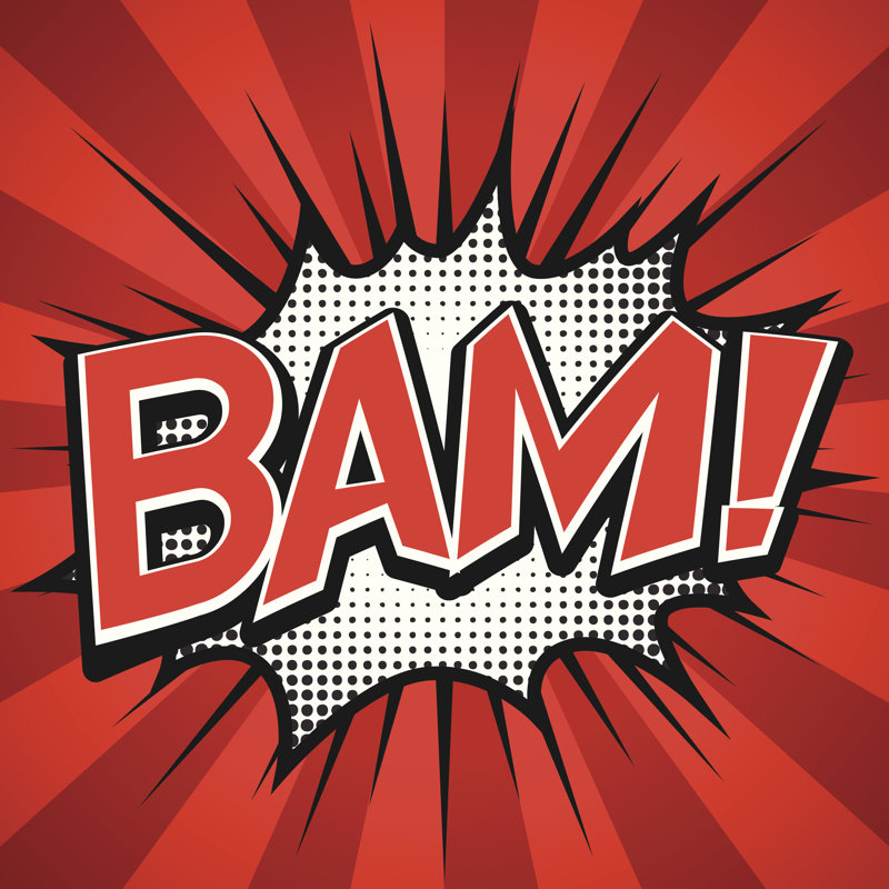 Comic Speech Bubble, Bam, Vector Illustration - Wrapped Canvas Print, 76cm H x 76cm W x 3.8 cm D