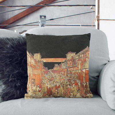 Festival by Utagawa Toyoharu Cushion with Filling