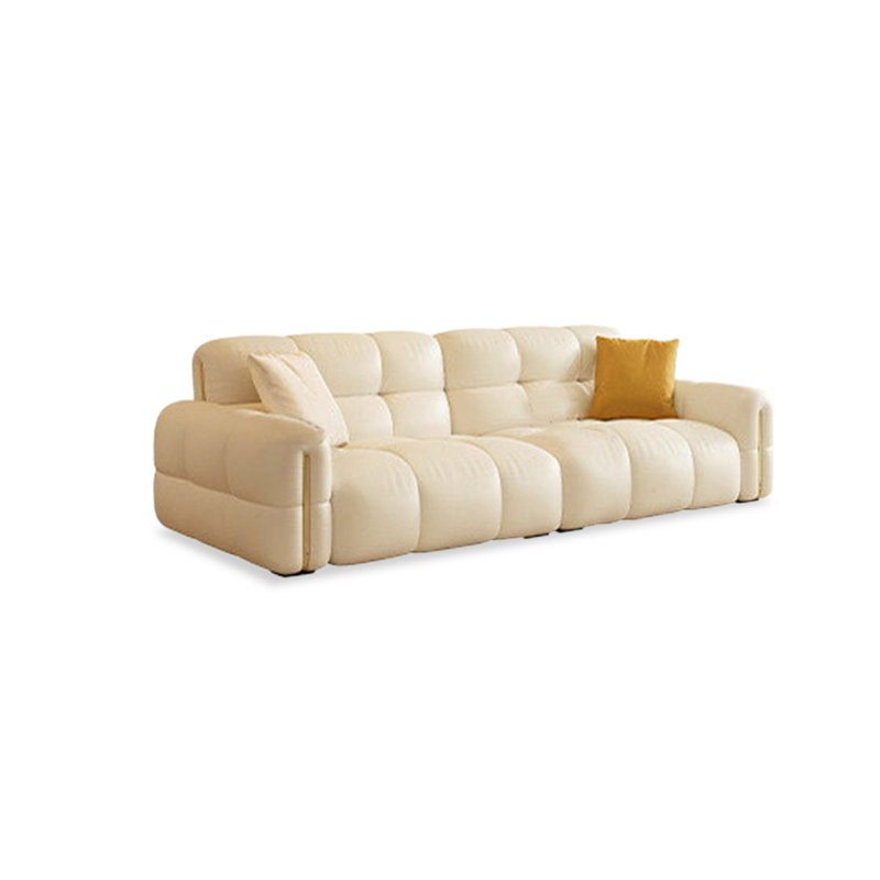 Beige Genuine Leather Modular Sofa cushion couch