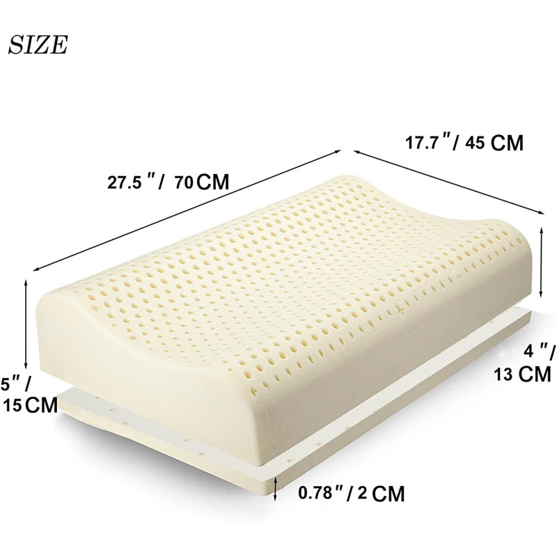 TALATEX 100% Adjustable Orthordic Ergonomic Dunlop Pillow ( 1 Pack), 5.9" x 28"