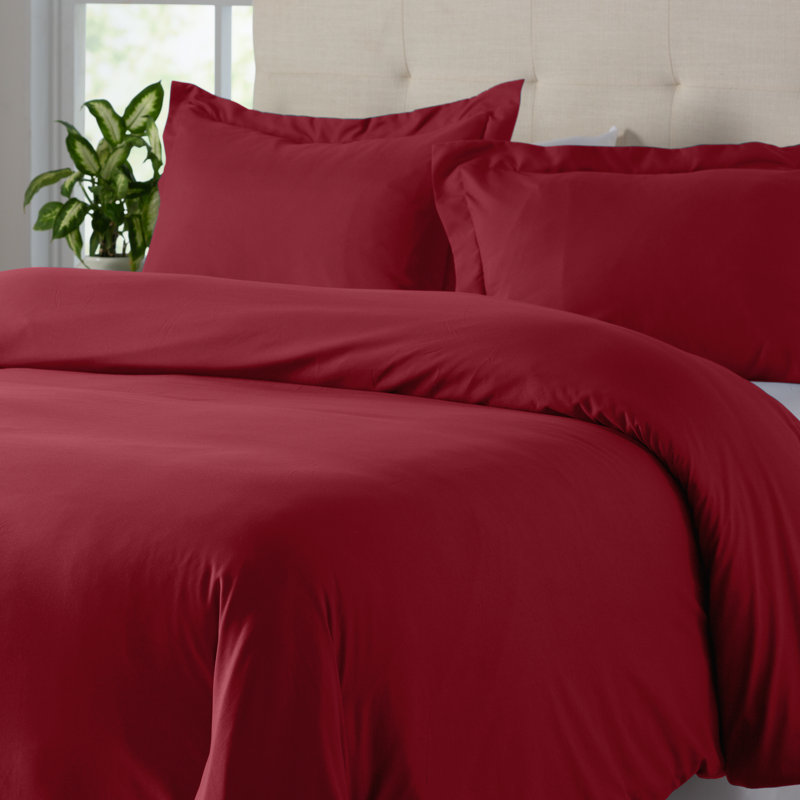 Ensemble de housse de couette en microfibre Wayfair Basics®, Rouge, Housse de couette double / grand + 2 taies décora
