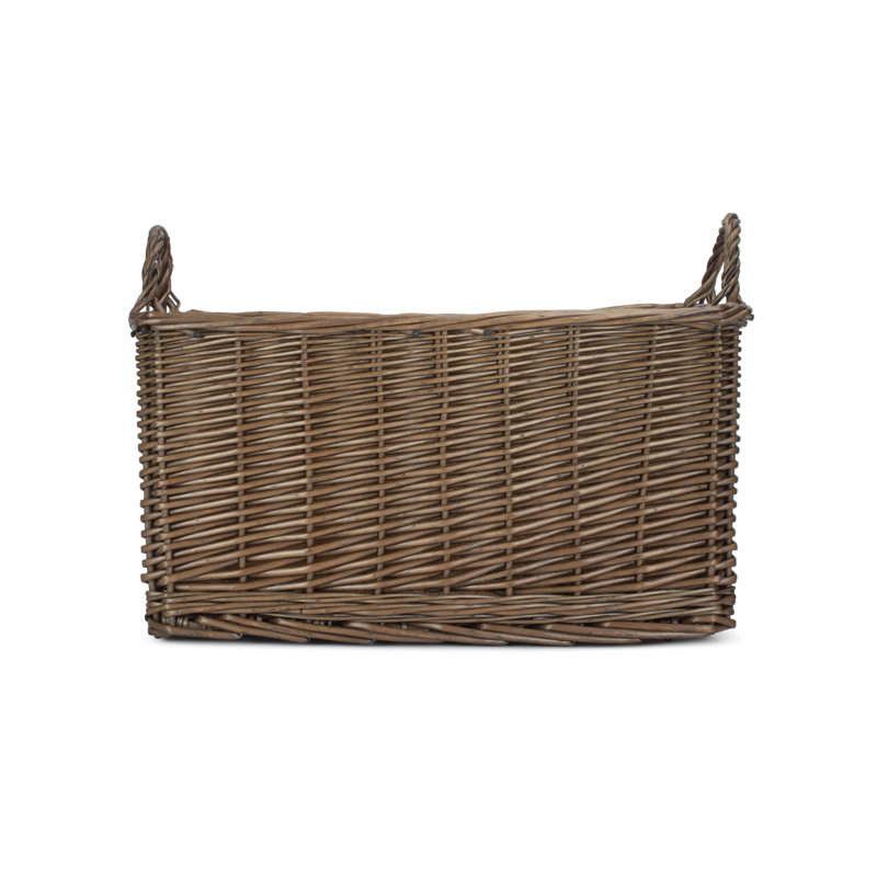 Small Rectangular Hessian Lined Wicker Storage Basket