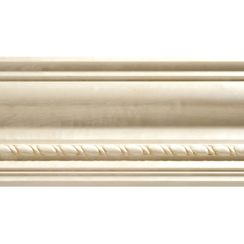 Unfinished White Hardwood Rope Crown Moulding 8-ft