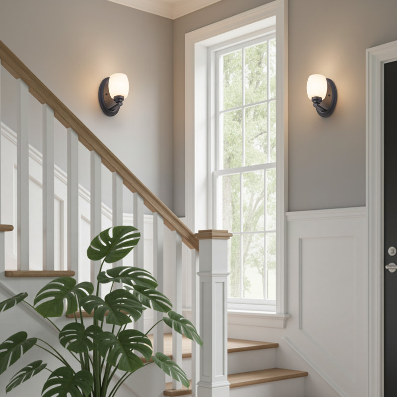 1-light Oil-rubbed Bronze Wall Sconce With White Opal Glass, Oil Rubbed Bronze