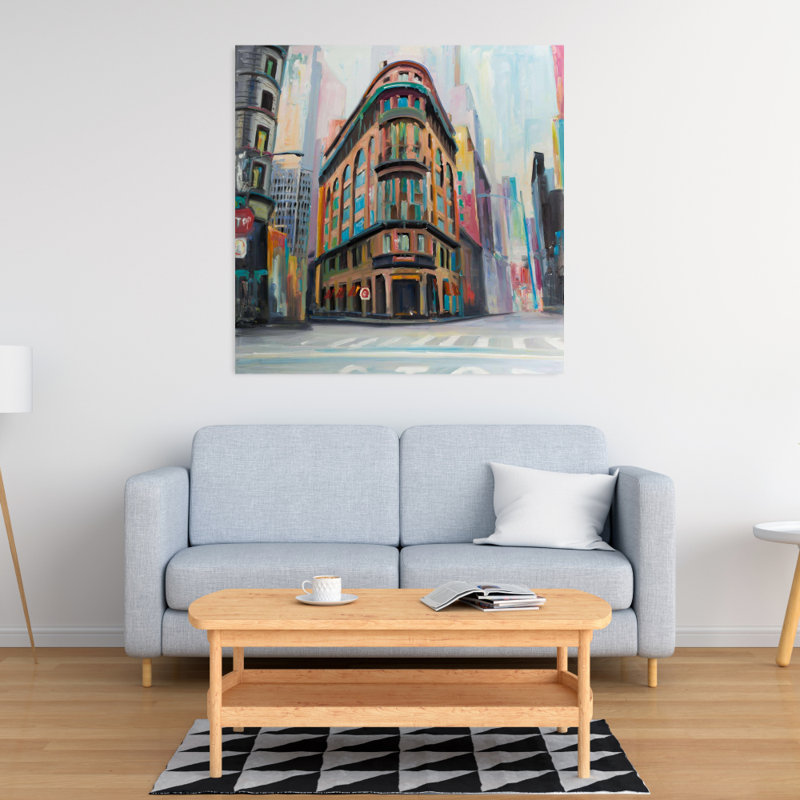 «Building Architecture in New York», reproduction de peinture à l'huile sur toile tendue, 32 x 32