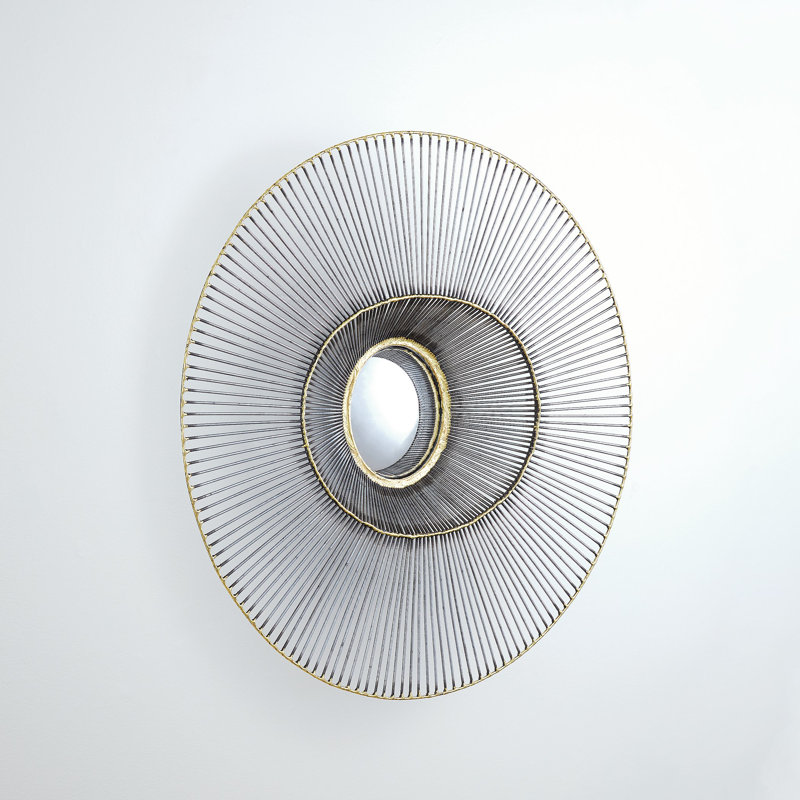 Bronze Gold Round Tilt-A-Wire 29.5" Wall Mirror