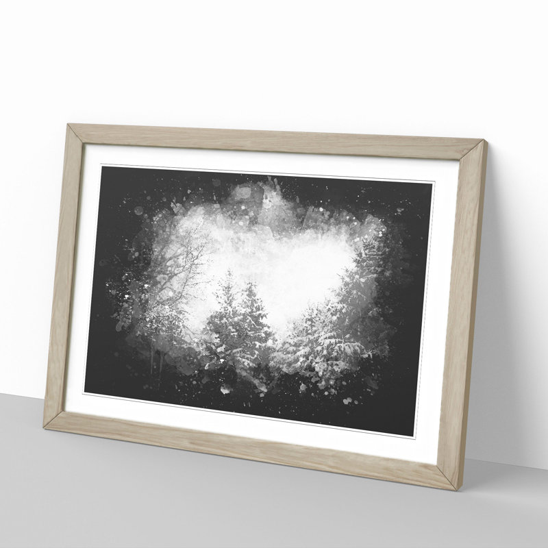 Winter Forest Vol.1 Paint Splash - Picture Frame Graphic Art, 36cm H x 48cm W x 2cm D, Oak