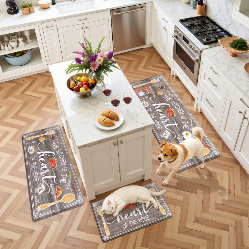 Ensemble de 3 tapis de cuisine Farmhouse, Brun