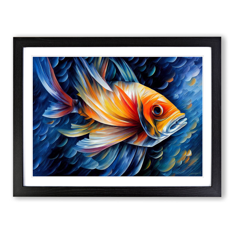 Awesome Fish - Framed Print, Black, 46cm H x 64cm W x 2cm D
