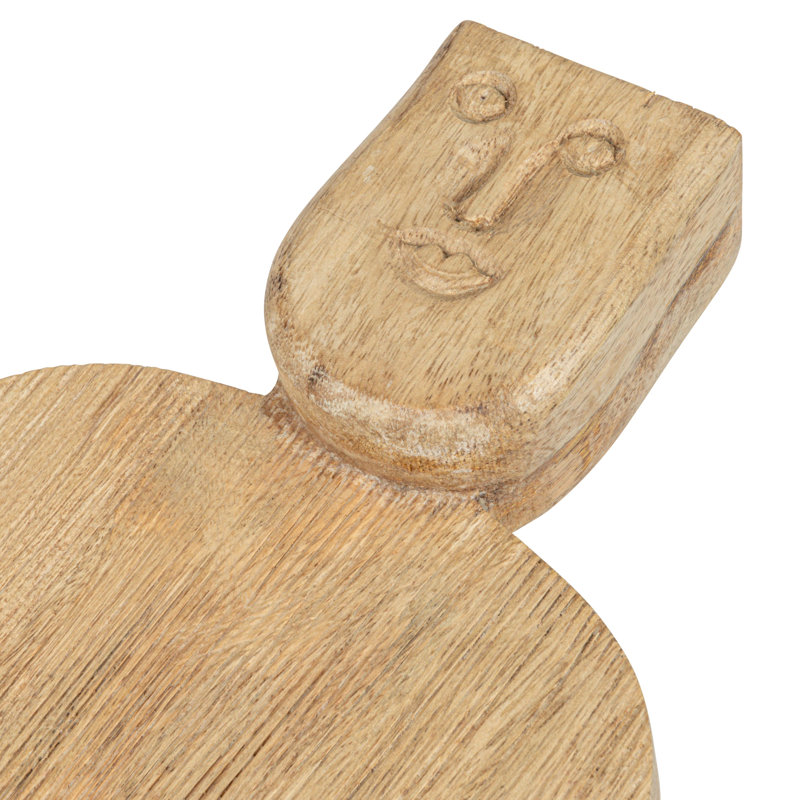 Trancheuse et planche à découper compacte en bois de manguier sculpté à la main avec poignée à face et finition peignée