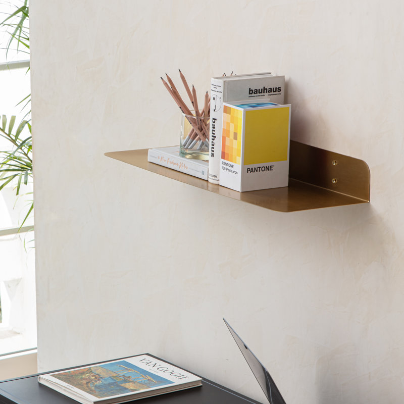 Tablette flottante en métal, H 3 po x l 24 po x P 8 po, Or