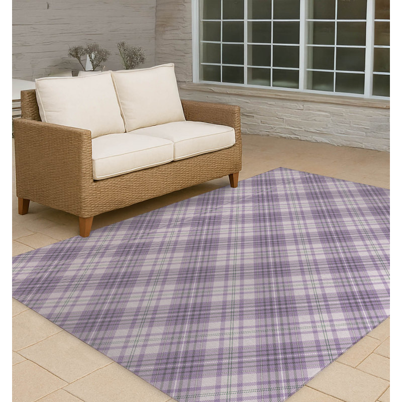 Chinny Tartan Non-Slip Outdoor Rug, Rectangle 5' x 7'