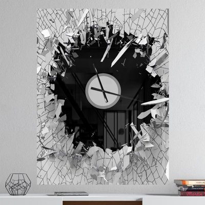 Corwin Abstract Broken Wall 3D Design - Modern Wall Clock