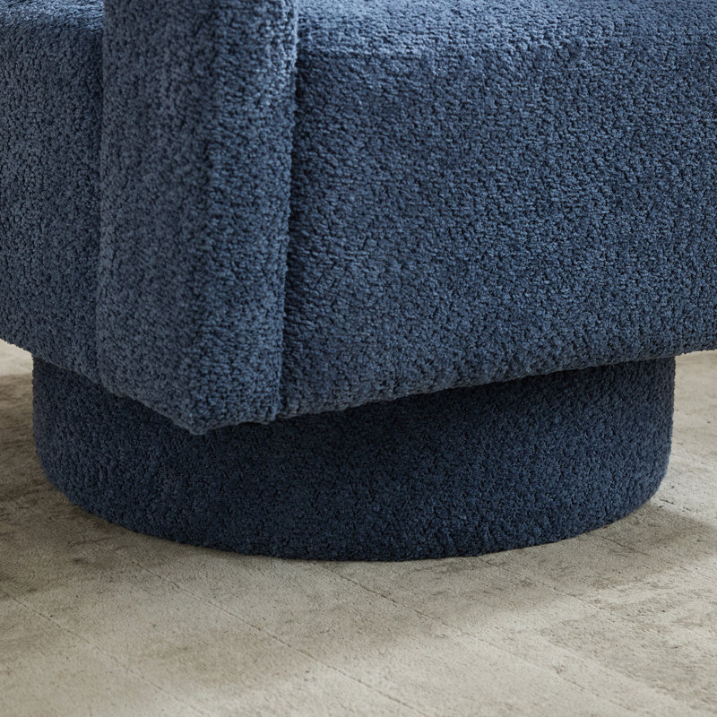Fauteuil demi-tonneau pivotant rembourré Riqui, Tissu marine