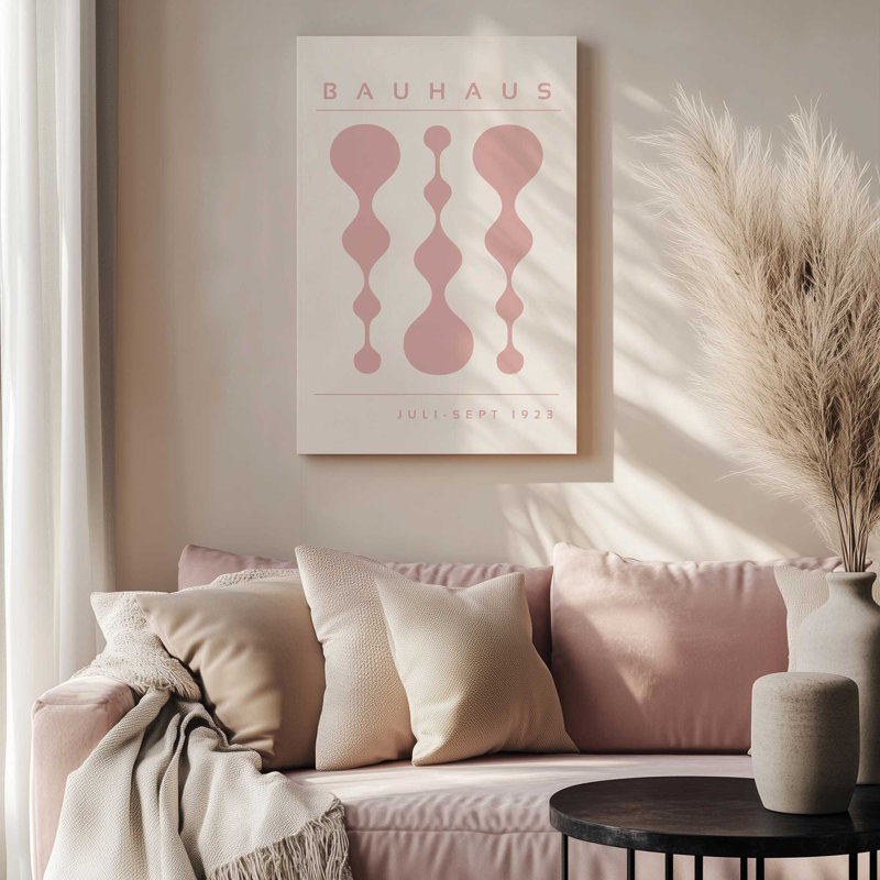 «Midnight Retro Bauhaus», reproduction sur toile encadrée, H 12,75 po x l 8,75 po x P 1,75 po, Rose, Or poli