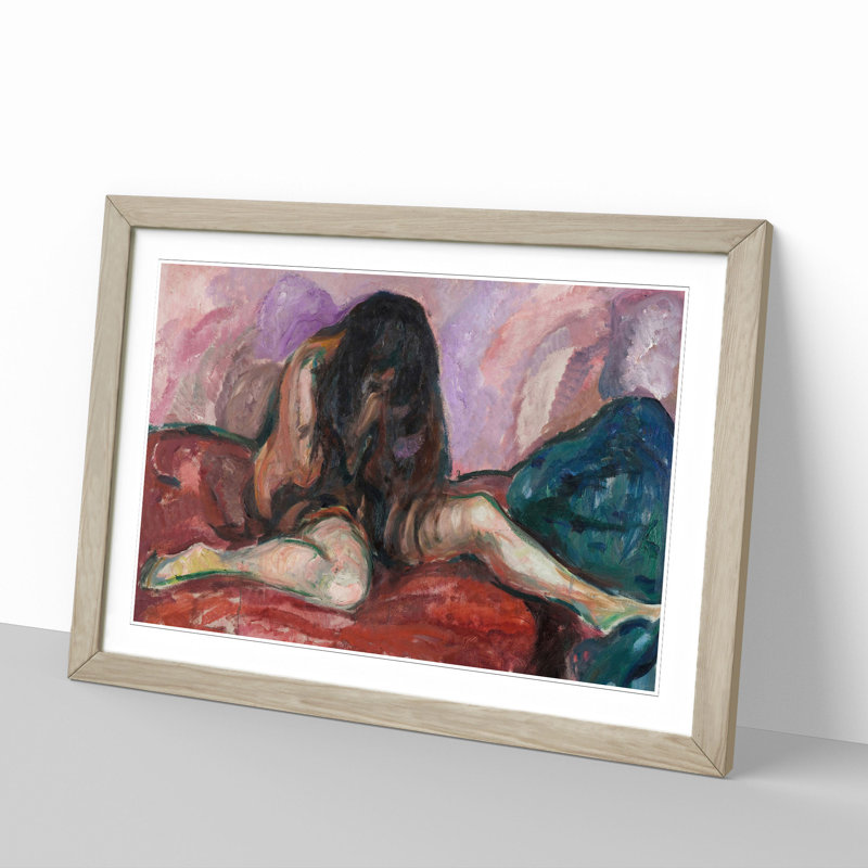 Weeping Nude by Edvard Munch - Picture Frame Painting, Oak, 48cm H x 65cm W x 2cm D