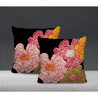 Floral Outdoor Reversible Throw Pillow