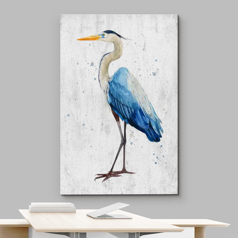 Blue Heron, oiseau sur toile, H 24 po x l 16 po x P 1,5 po, Toile tendue