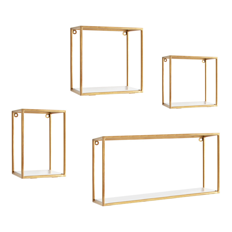 Gallup 4 Piece Accent Shelf, White/Gold