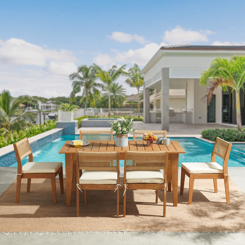 Barton 7-Piece Patio Dining Set, Weather-Resistant Outdoor Dining Table with 6 Stackable Patio Chair