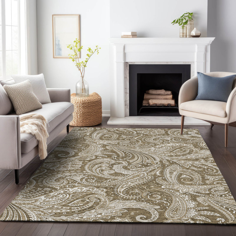 Premium Machine Washable Antonelli Chocolate Rug, Rectangle 5' x 7'6"