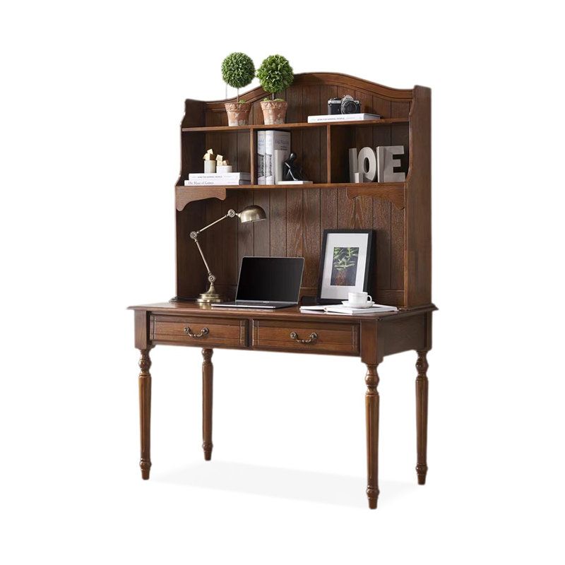 Bureau de direction rectangulaire en bois massif avec tiroirs Nut-brown, Nut-brown, 29.92"H*47.24"W*19.69"D
