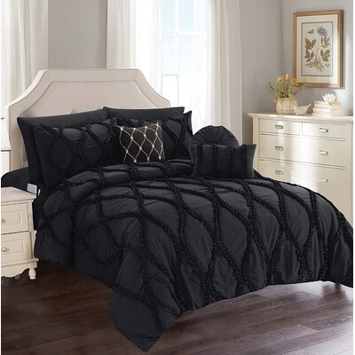 One Allium Way® Luxury Best, Softest, Coziest 10-PIECE Bed-In-A-Bag Infinity Design Comforter Set, -  3554454F14024B9497E2B8BCA555161A