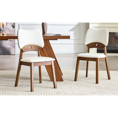 solid wood dining chairs, with white PU soft