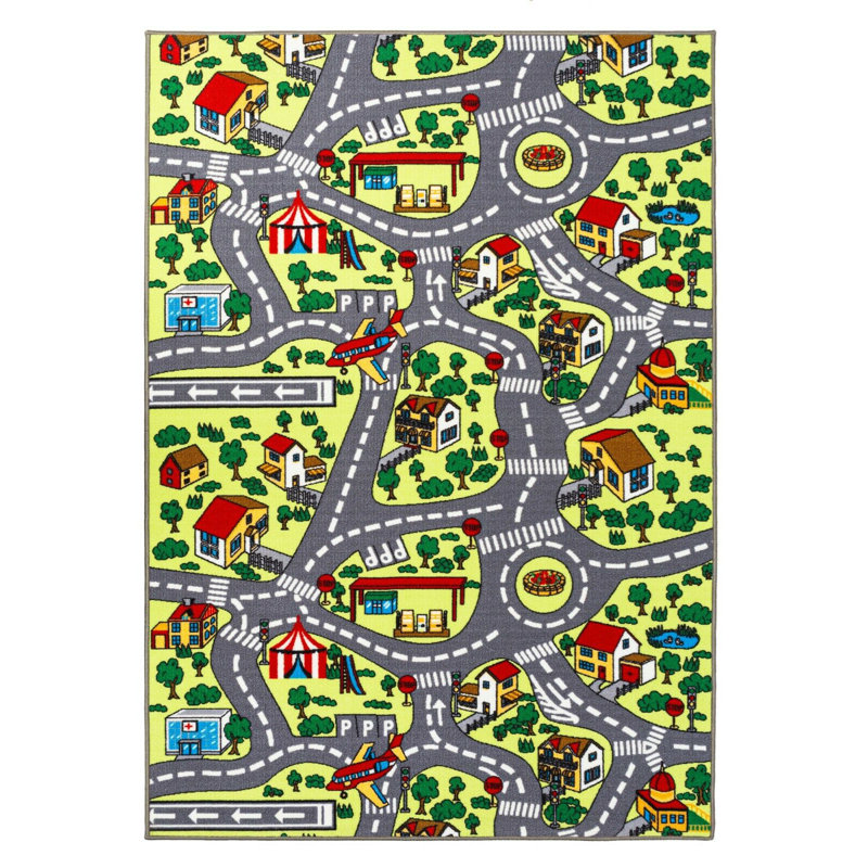 Tapis de jeu gris réversible pour enfants 31 po x 58 po Gray City Roads