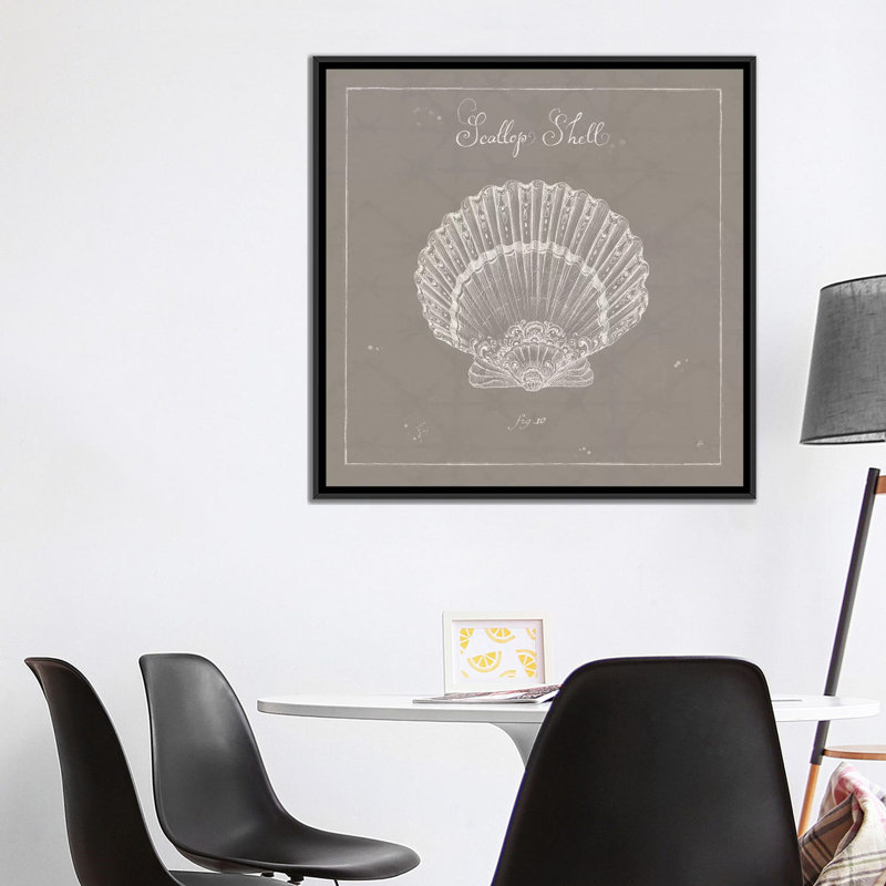 «Underwater Life in Greige XV», impression sur toile, H 18 po x l 18 po x P 1,5 po, Toile avec cadre noir, Pas de tapis