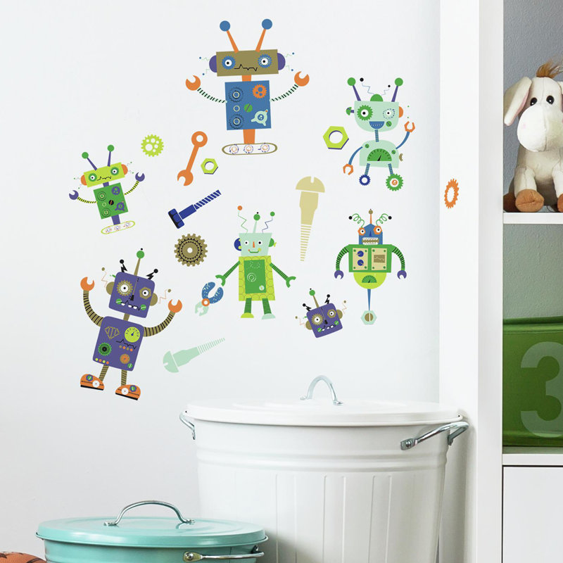 Bordure de papier peint Robots L 10,25 pi x l 9,23 po