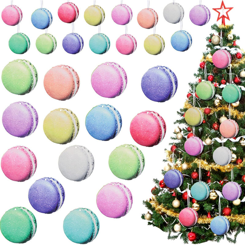 36 pièces d'arbre de Noël en bois Macaron