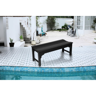 Patio Bench - 500Lbs Capacity, Black, Materials, Weather , Easy Setup Outdoor Protected, 2 Person, Black