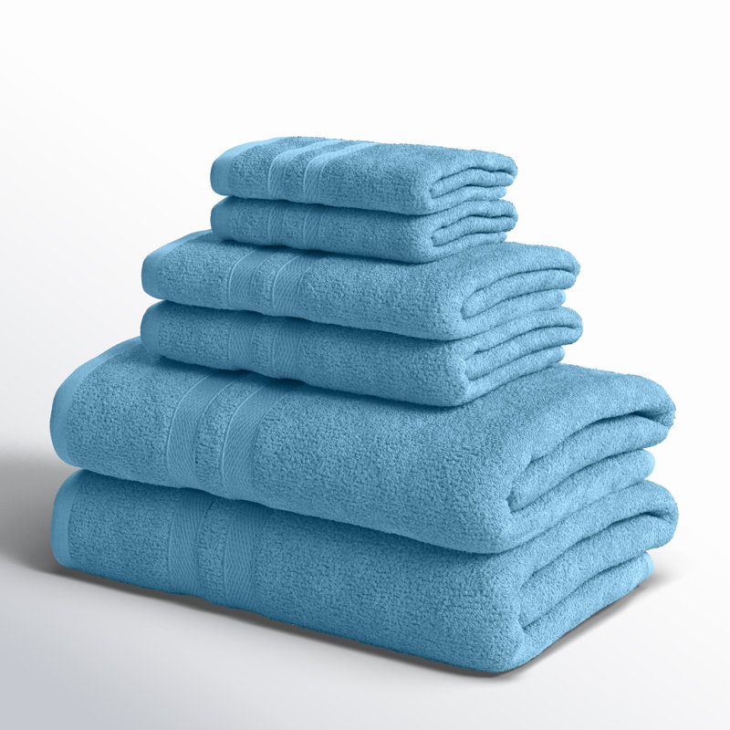 Ensemble de serviettes 100% coton Amoy, Bleu denim