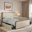 Lit moderne en métal avec tête de lit tapissier courbée et rangement sous le lit-115634699-115634697