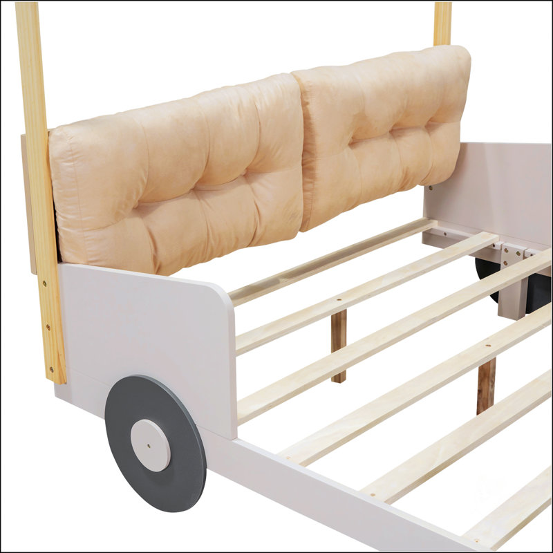 Wood Car Bed With Pillow, Full