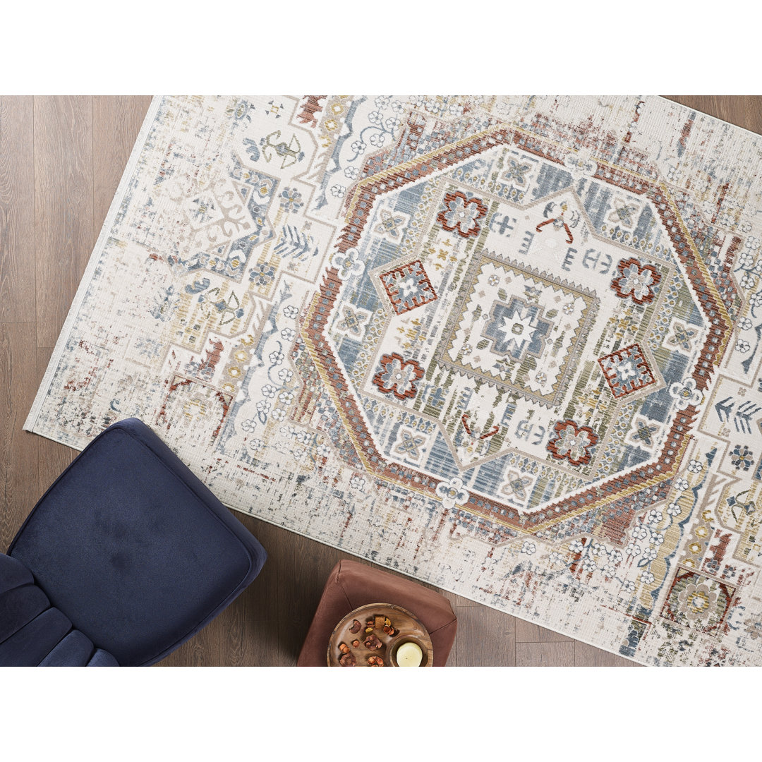 Boho Wilton Machine Woven Southwestern Vintage Area Rug For Living Room, Hallway Runner, Entryway Rug Bungalow Rose Rug 